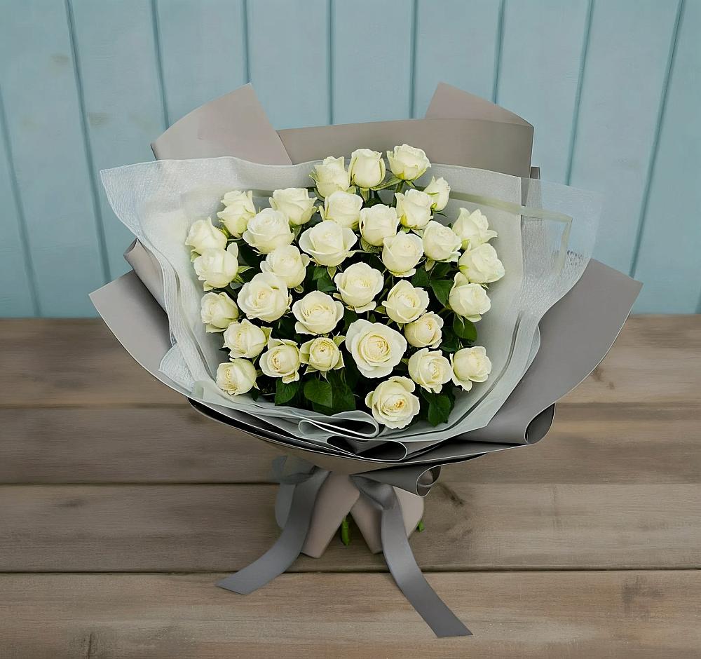 Букет Белоснежная нежность в Посёлок центральной усадьбы совхоза Мир