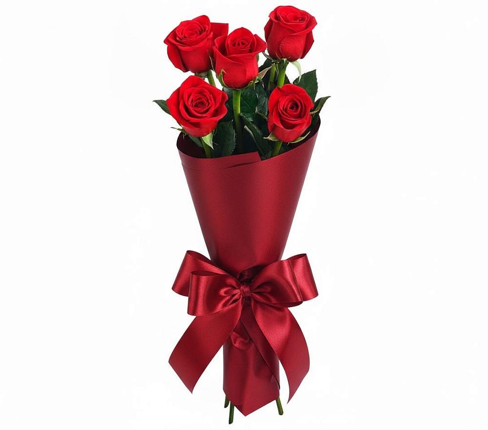 Букет 5 Красных роз Эдлесс Лав в Посёлок центральной усадьбы совхоза Мир