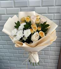 Букет цветов из:  Розы и Хризантемы #REPLACE_PRED# Посёлок центральной усадьбы совхоза Мир
