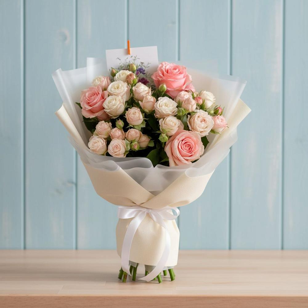 Букет цветов из: Розы в Посёлок центральной усадьбы совхоза Мир