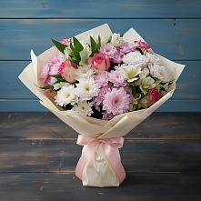 Букет цветов из:  Хризантемы, Альстромерии и Розы #REPLACE_PRED# Посёлок центральной усадьбы совхоза Мир