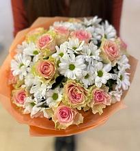Букет цветов из:  Розы и Хризантемы #REPLACE_PRED# Посёлок центральной усадьбы совхоза Мир