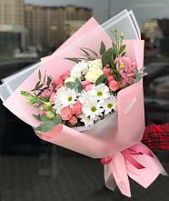 Букет цветов из:  Розы, Лизиантусы и Хризантемы #REPLACE_PRED# Посёлок центральной усадьбы совхоза Мир