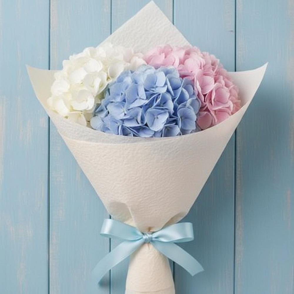 Букет цветов из: Гортензия в Посёлок центральной усадьбы совхоза Мир