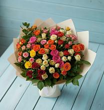 Букет Микс из разноцветных кустовых роз #REPLACE_PRED# Посёлок центральной усадьбы совхоза Мир